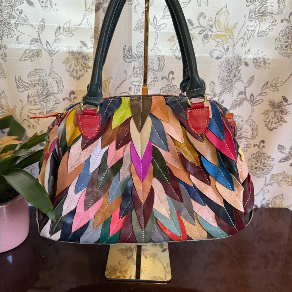 L'Artiste by Spring Step 
Multicolor Patchwork Leather Satchel Bag